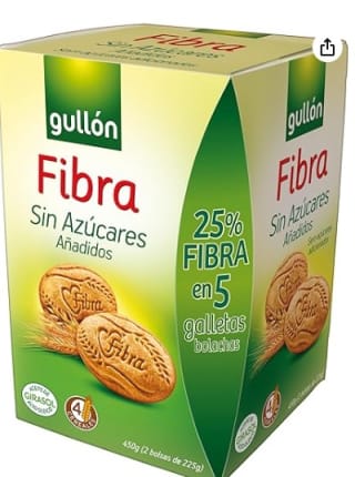 4x Gullón Galleta Fibra sin Azúcar, 450g por 10,07€ (2,52€/ud)