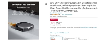 Eufy s1 pro robotstofzuiger met dweilfunctie voor €999 bij Amazon