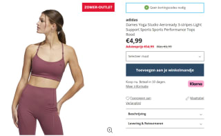 Adidas Dames Sport top voor €4,99 bij MandM Direct