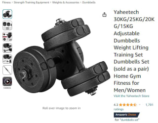 Capture Yaheetech 20KG dumbbells set at Amazon as low as £22.49