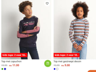 2 kindertops voor €10 bij TerStal