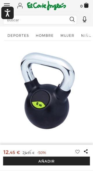 Pesa Kettlebell 6 kg Boomerang por 12,45€.