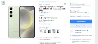 Samsung Galaxy S24 eSIM -256GB por $13,999.30 en Mercado Libre