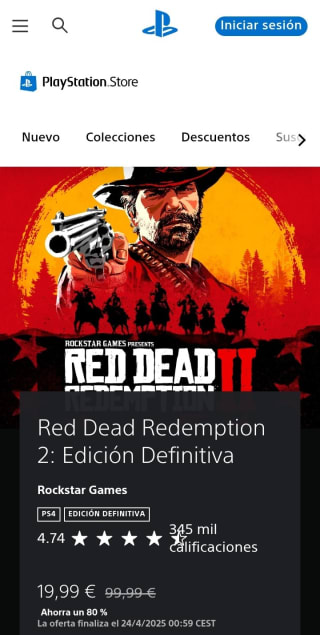 Red Dead Redemption 2: Edición Definitiva por 19,99€.