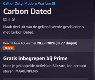 Carbon Dated bundel voor Call of Duty: Modern Warfare III gratis via Amazon Prime gaming