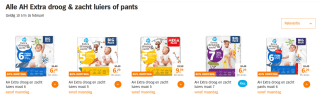 Alle AH Extra droog & zacht luiers of pants 40% korting