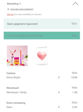 Gratis kaartje bij bestelling bij Bloompost