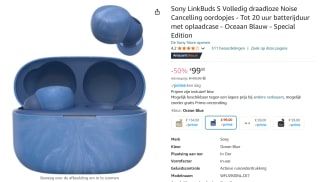 Sony Linkbuds S - Draadloze oordopjes met Noice Cancelling - Special edition: Oceaan blauw voor €99 bij Amazon