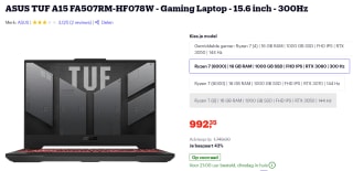 ASUS TUF A15 FA507RM-HF078W Gaming Laptop voor €992,35 bij Bol.com