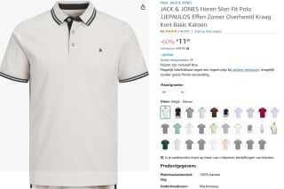 JACK&JONES polo Beige voor €11,99 bij Amazon