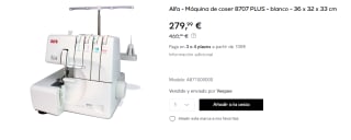 Máquina de coser Alfa 8707 PLUS por 279.99€