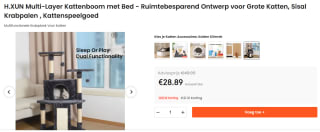 Kattenkrabpaal met bed en trapje voor €28,89 bij Ochama