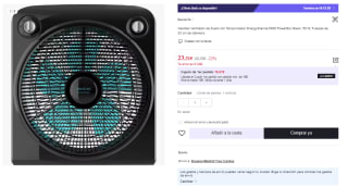 EnergySilence 6000 PowerBox Black. Ventilador de Suelo con Temporizador, 50 W, 5 aspas de 30 cm de diámetro, 3 Velocidades, Motor de Cobre, Rejilla Rotatoria por 23.31€ (Cuenta Nueva 13.99€)