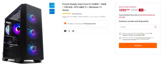 Ordenador PcCom Ready Intel Core i5-12400F / 16GB / 1TB SSD / RTX 4060 Ti + Windows 11 Home por 1059€