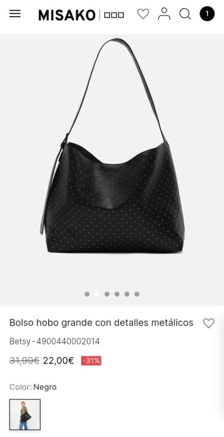 Bolso hobo grande con detalles metálicos por 22€.