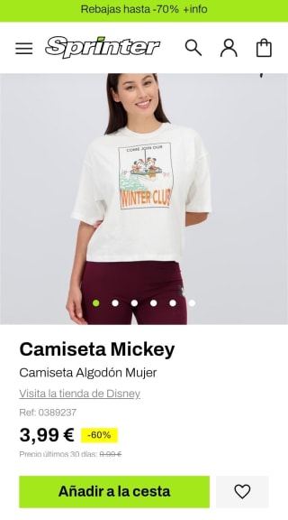 Camiseta Mickey mujer por 3,99€.