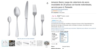Amazon Basics Juego de cubertería de acero inoxidable de 20 piezas con borde redondeado por 13,19€