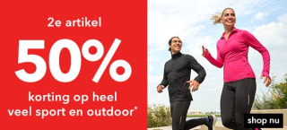 2e artikel 50% korting geldig op sport en outdoor kleding bij Scapino