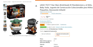 Lego 75317 Star Wars BrickHeadz El Mandaloriano y el Niño por 13,34€