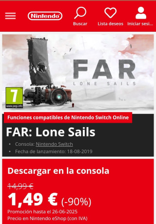 FAR: Lone Sails Nintendo Switch por 1,49€.