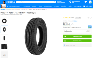Pneu da XBRI aro 13 - R$ 218,41
