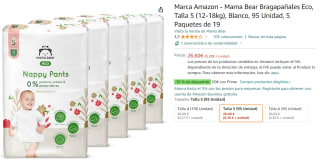 Mama Bear Bragapañales Eco, Talla 5 (12-18kg), Blanco, 95 Unidad, 5 Paquetes de 19 por 26.6€