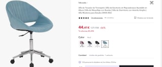 Silla de Tocador de Terciopelo por 44,41€ (cuenta nueva por 32,41€)