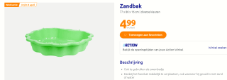 Zandbak in diverse kleuren voor €4,99 bij de Action