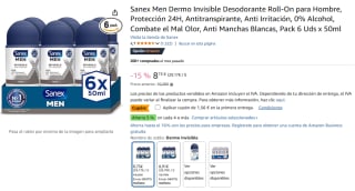 6 Desodorantes Sanex Men Dermo Invisible por 7,19€