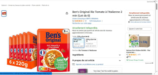 Lot de 6 Ben's Original Riz Tomate à l'Italienne - 220g à 5,88€