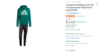Conjunto Sudadera y Pants Adidas por $650 en Mercado Libre