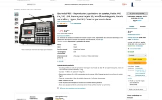 Ricatech PR85 Reproductor y grabadora de casetes Radio AM/FM/SW USB por 35€