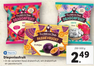 Diepvries Dragonfruit en Passievrucht voor €2,50 bij Lidl
