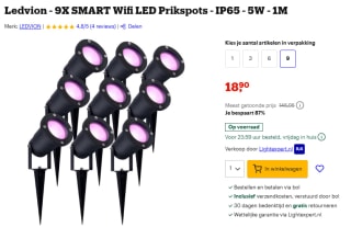 [Prijsfout] 9x Ledvion Smart Wifi LED Prikspots voor €18,90 bij Bol