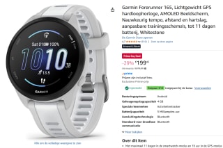 Garmin Forerunner 165 - Hardloophorloge voor €189,45 dmv code met Amazon Prime
