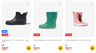 Tot 40% korting op veel regenlaarzen via Hema