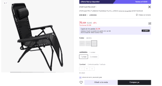 Tumbona Plegable de 52*53*108/43CM por 31.02€ (Cuenta Nueva 19.02€)
