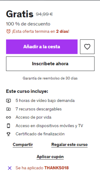 Más de 30 cursos de Udemy GRATIS : ( habilidades de comunicación, Python para ciencia de datos, bienes raíces, dinero en Excel. etc..)