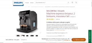 Machine à expresso broyeur Phillips Serie 2200 - 2 boissons, mousseur lait à 274,99€