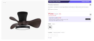 Ventilador Dc Candy Negro Madera Led Dimable Con Memoria De Color Akunadecor por 71.95€ (Cuenta Nueva 59.95€)