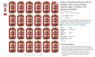 24 Latas Mahou 5 Estrellas Sin Gluten 33cl por 11,45€