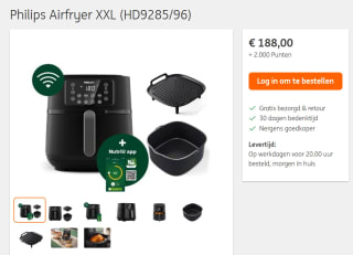 Philips Avance Air Fryer XXL Connected HD9285/96 voor €188 bij ING met 2000 punten