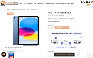 iPad 11 Wi-Fi 128GB azul por 322,16€