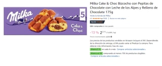 6 Tabletas de Milka Cake & Choc Bizcocho con Pepitas de Chocolate 185g por 9.64€