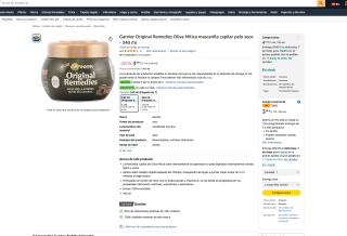 3 Garnier Original Remedies Oliva Mítica mascarilla capilar pelo seco 340 ml por 7,96€