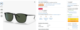 Lentes de Sol Ray-Ban 0RB4387 por $1,524 | Descuento Amazon