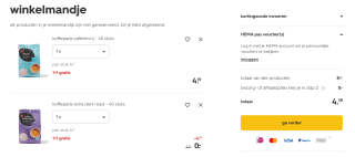 1+1 gratis op koffiepads bij HEMA