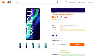 Smartphone  marca Realme modelo Narzo 50-4+128 GB por 139€