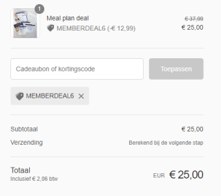 Meal plan pakket voor €25 bij Chickslovefood