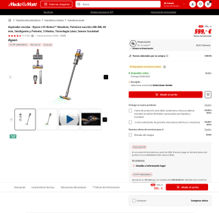 Aspirador escoba Dyson v15 Detect por solo 599€